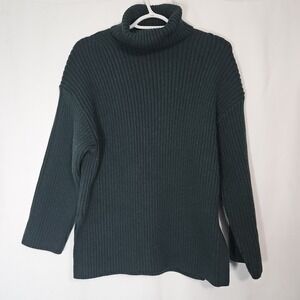 Turtleneck Sweater Womens XS Dark Green Excellent Ribbed Knit H&M 0920352 2 Cozy